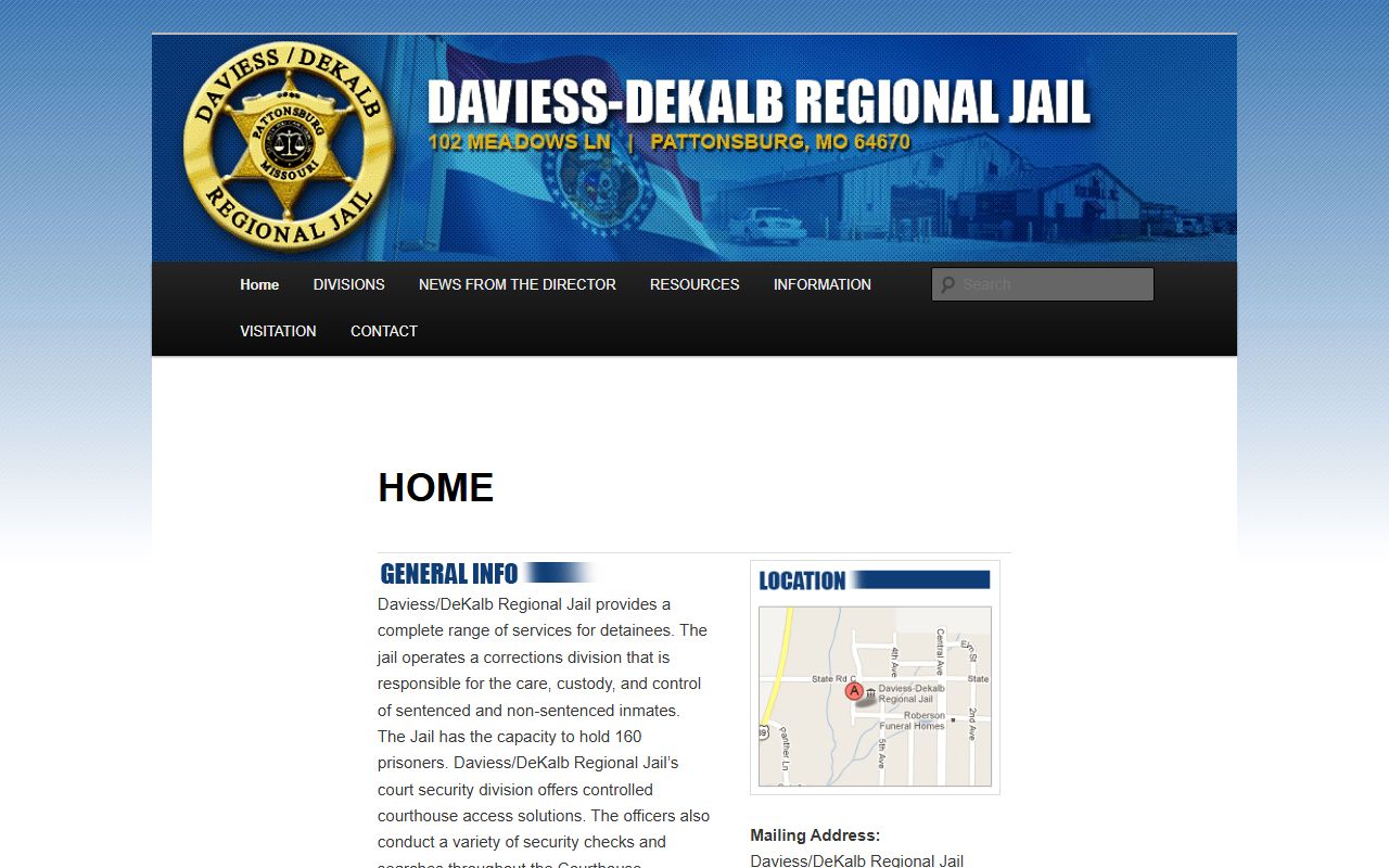 Daviess/DeKalb Regional Jail homepage and inmate facility information