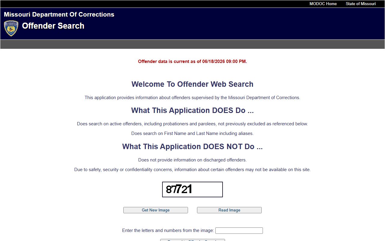 Missouri DOC Offender Web Search for Crossroads Correctional Center inmates